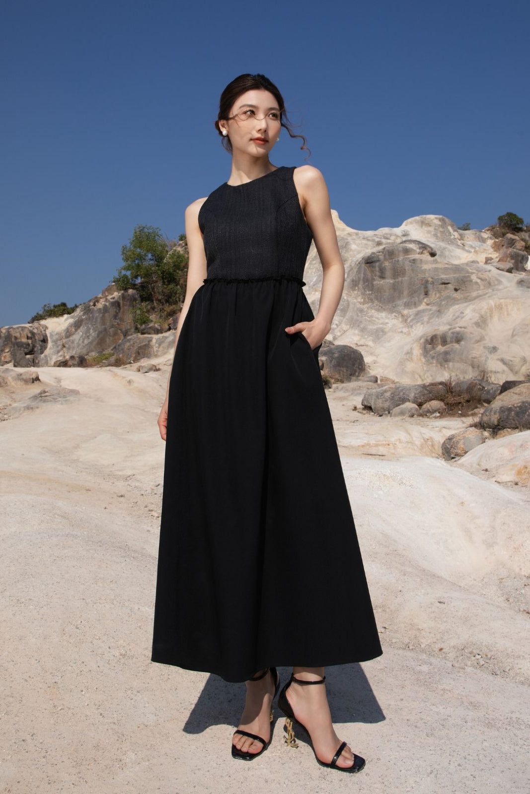 Xīn Yuè Romance Tweed Maxi Dress