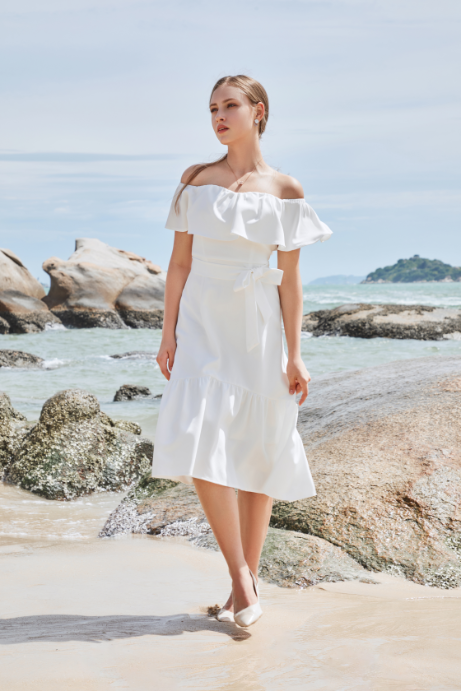 Anna Off Shoulder Midi Dress