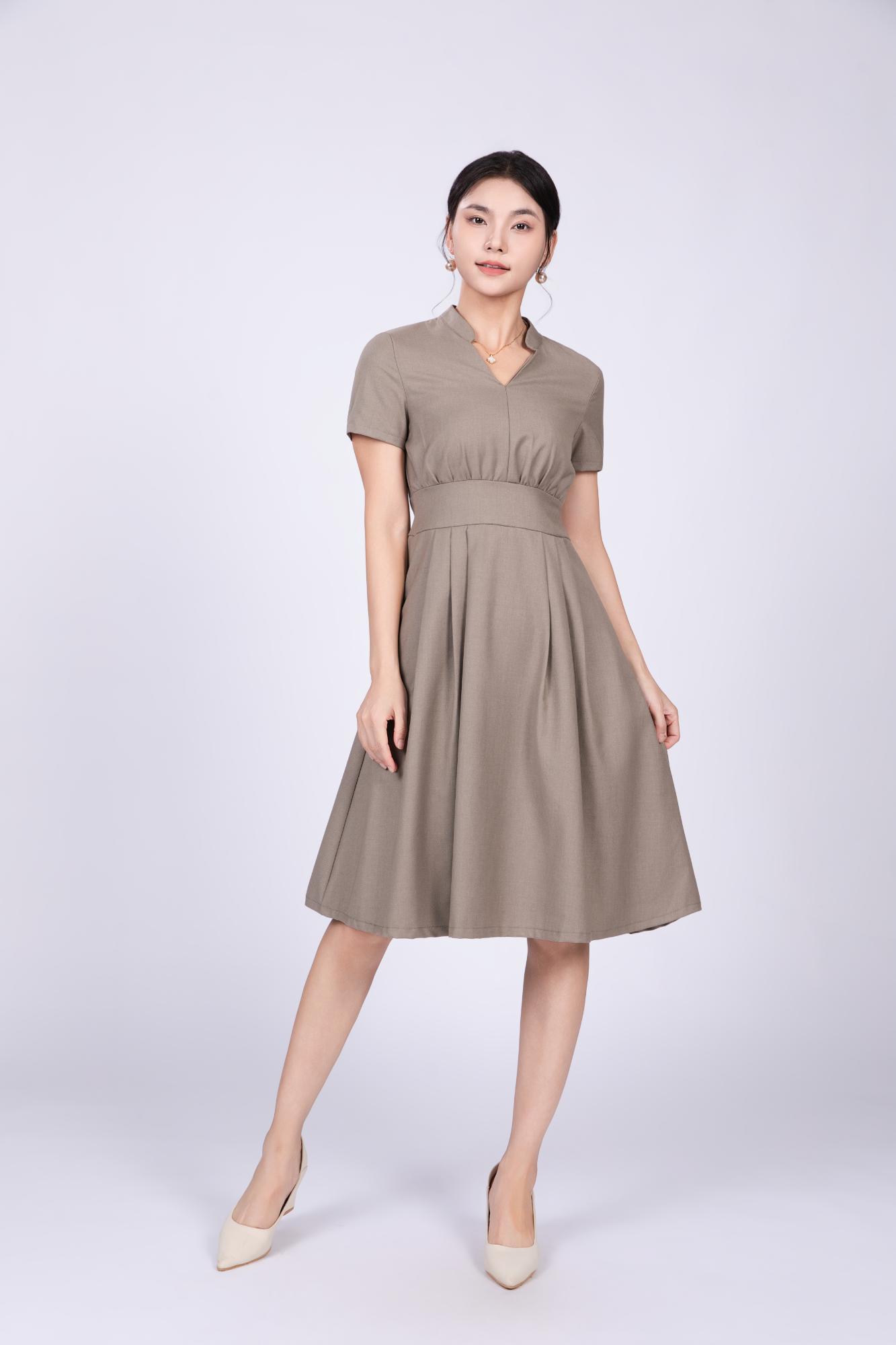 Freya British Midi Dress in Sage Green