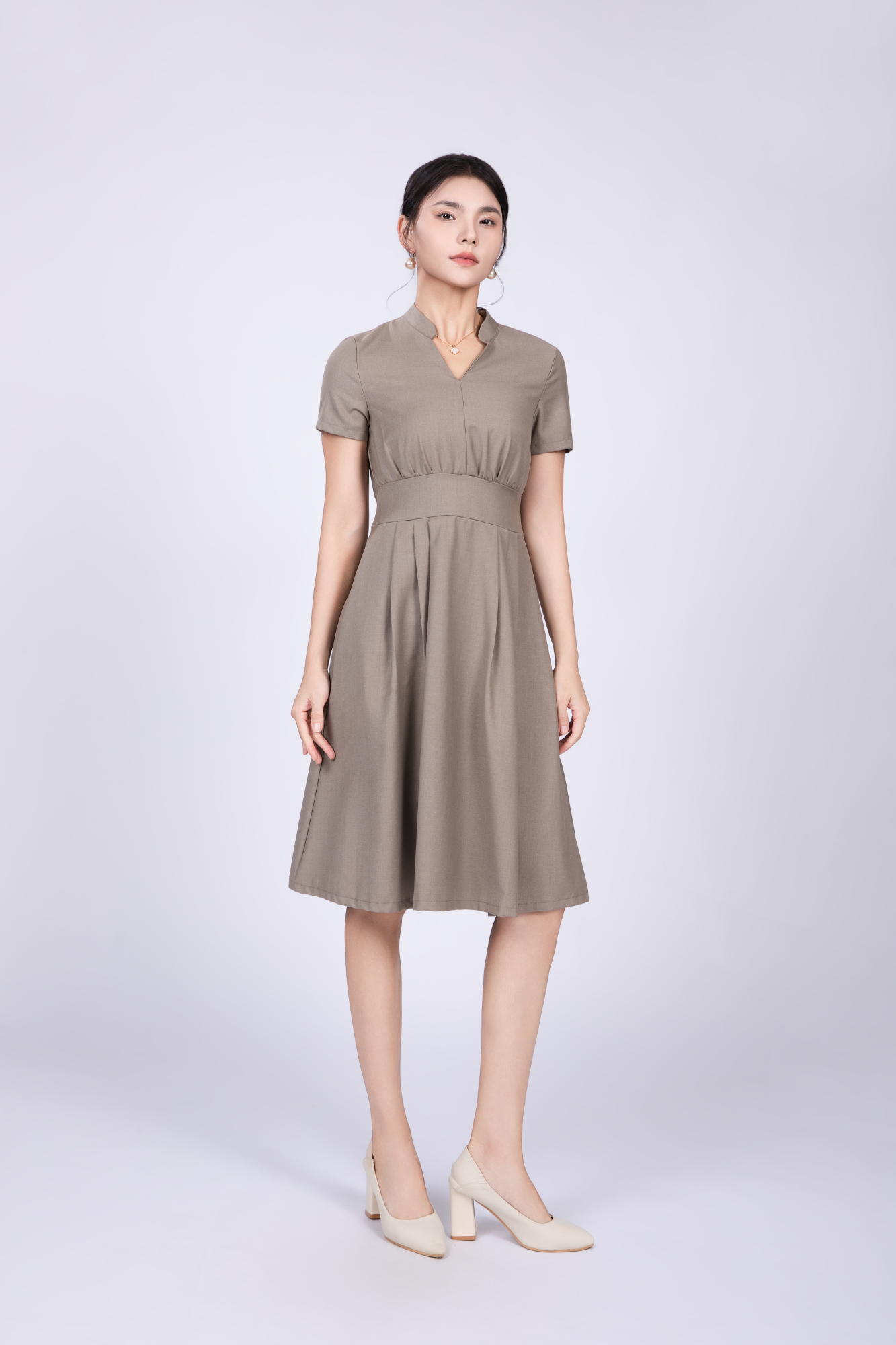 Freya British Midi Dress in Sage Green