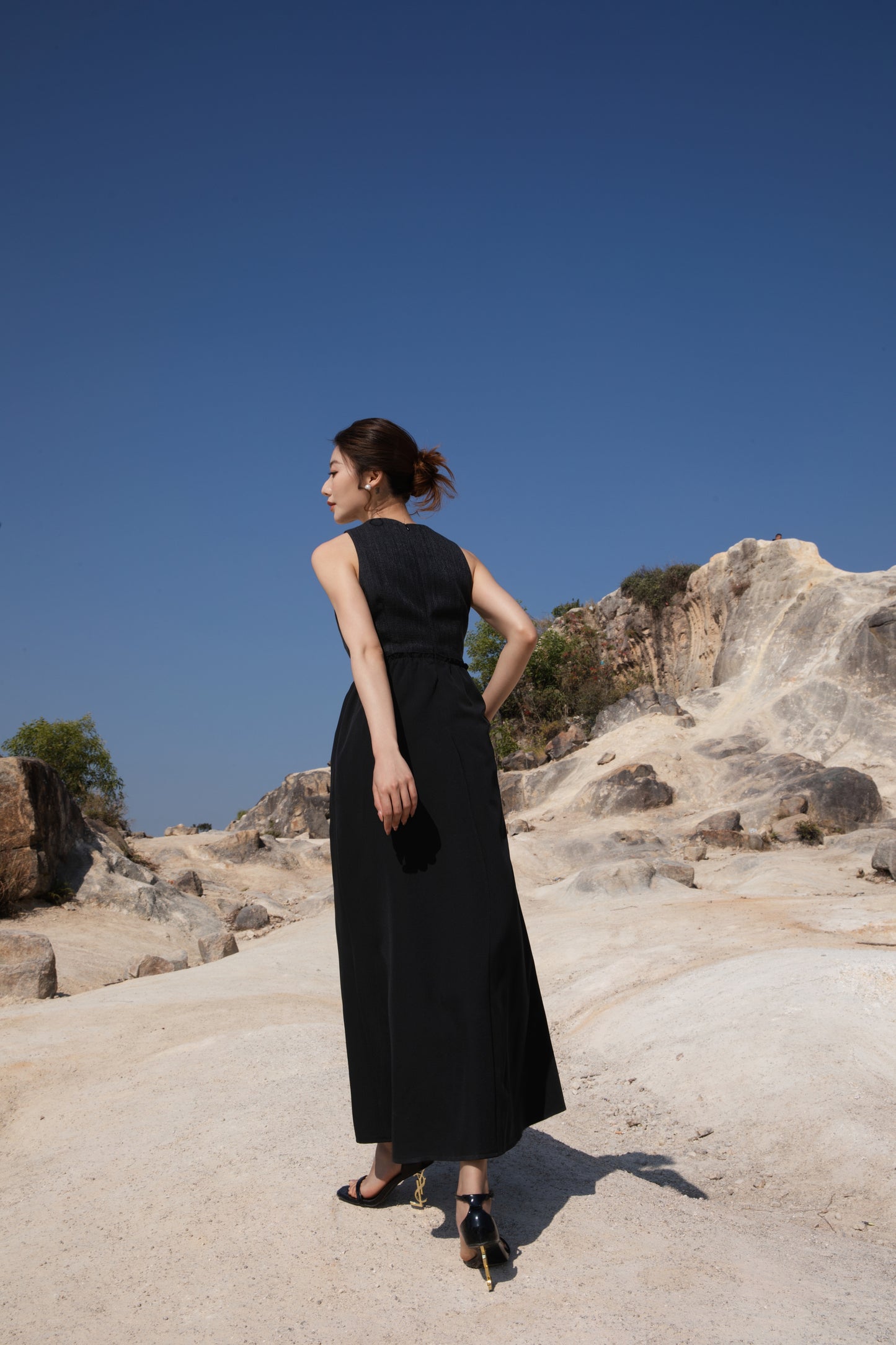 Xīn Yuè Romance Tweed Maxi Dress