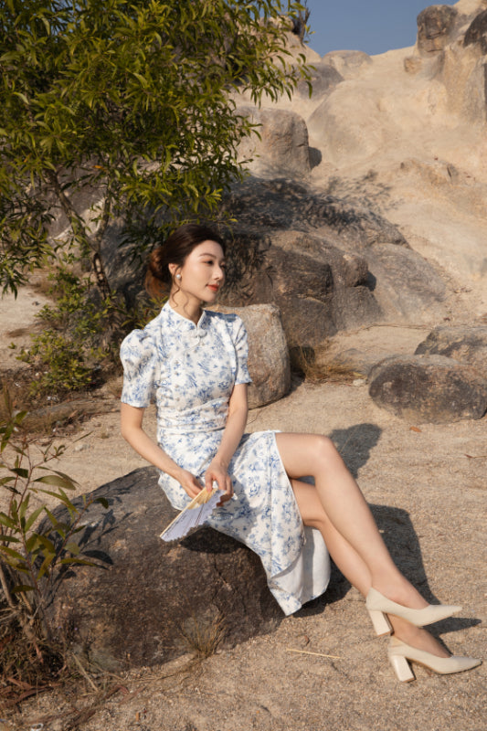 Xīn Yuè Oriental Porcelain Maxi Dress