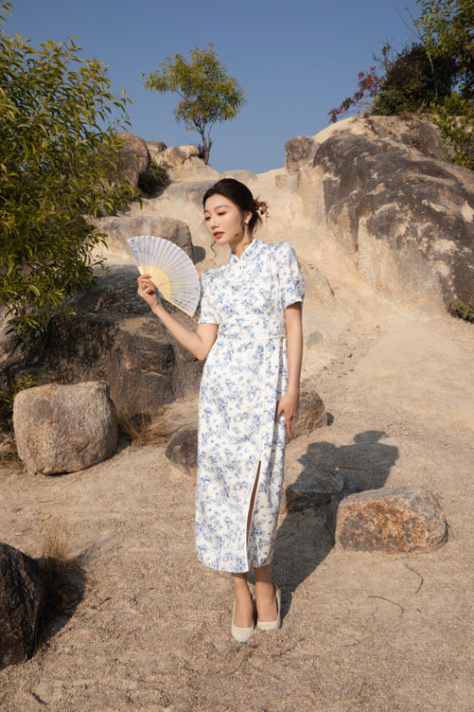 Xīn Yuè Oriental Porcelain Maxi Dress