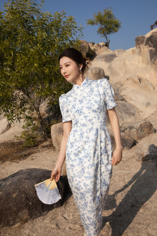 Xīn Yuè Oriental Porcelain Maxi Dress