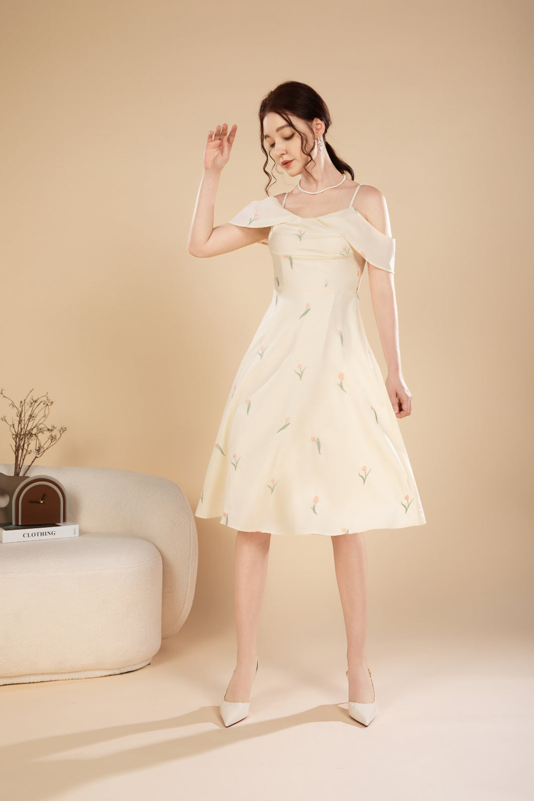 Nora Blossom Off Shoulder Midi Dress