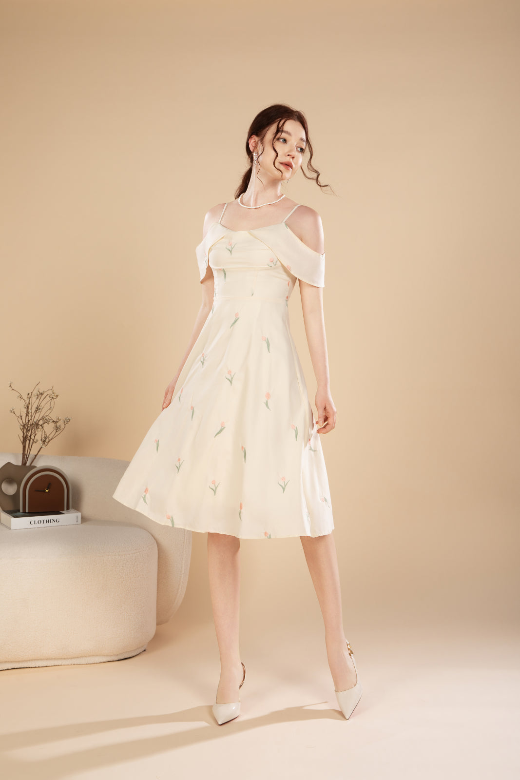 Nora Blossom Off Shoulder Midi Dress