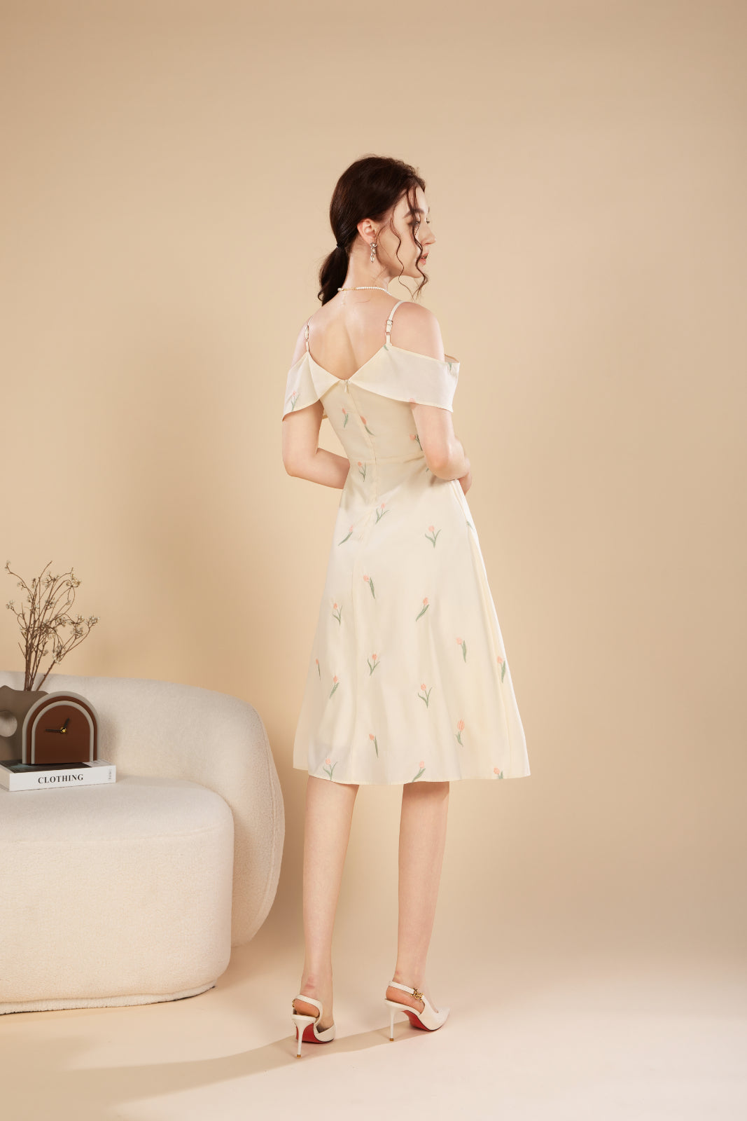 Nora Blossom Off Shoulder Midi Dress