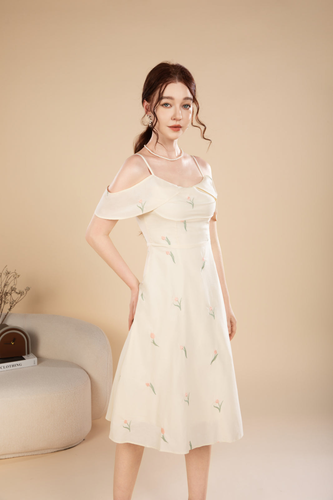 Nora Blossom Off Shoulder Midi Dress