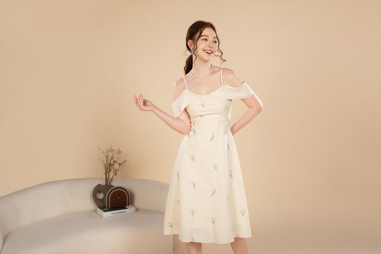 Nora Blossom Off Shoulder Midi Dress
