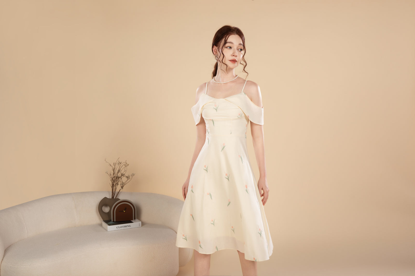 Nora Blossom Off Shoulder Midi Dress