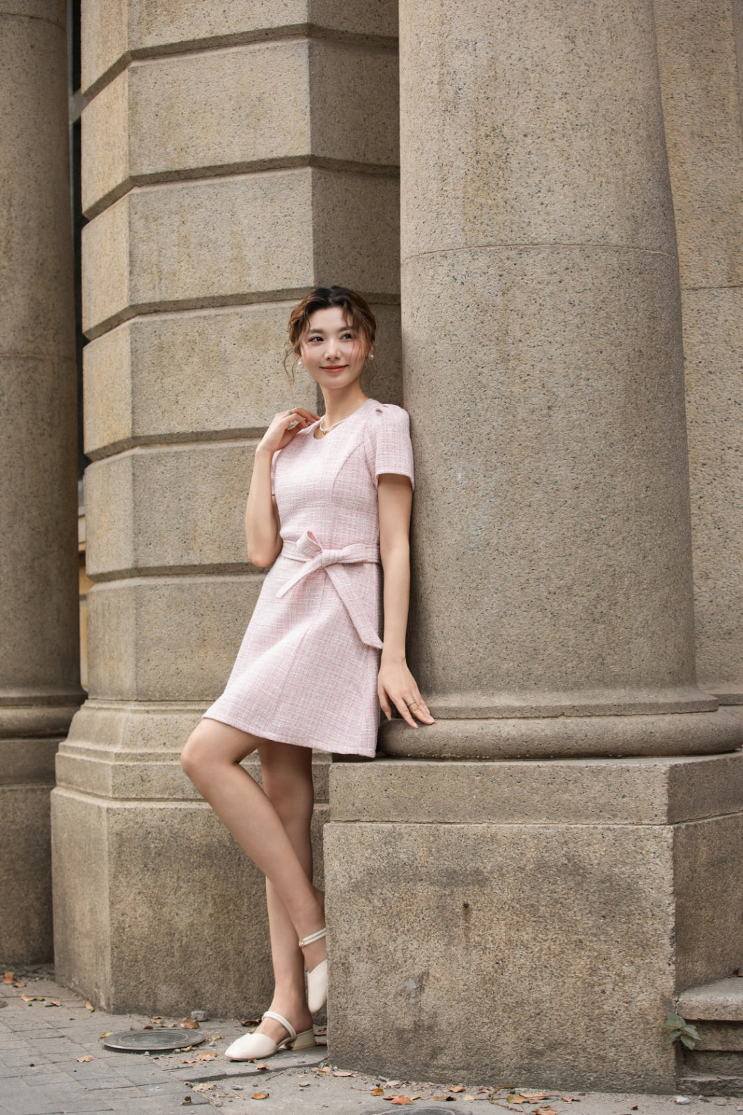 Xīn Yuè Sweetheart Tweed Short Dress