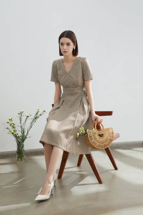Emma Thousand Checkered Midi Dress