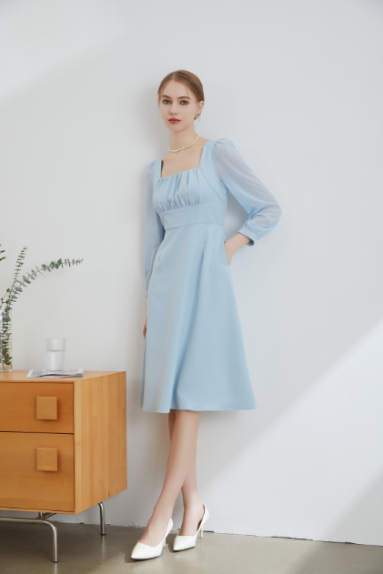 Nova Sheer Sleeve Midi Dress