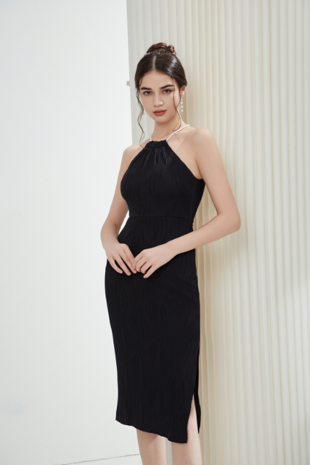 Angela Pearl Halter Midi Dress