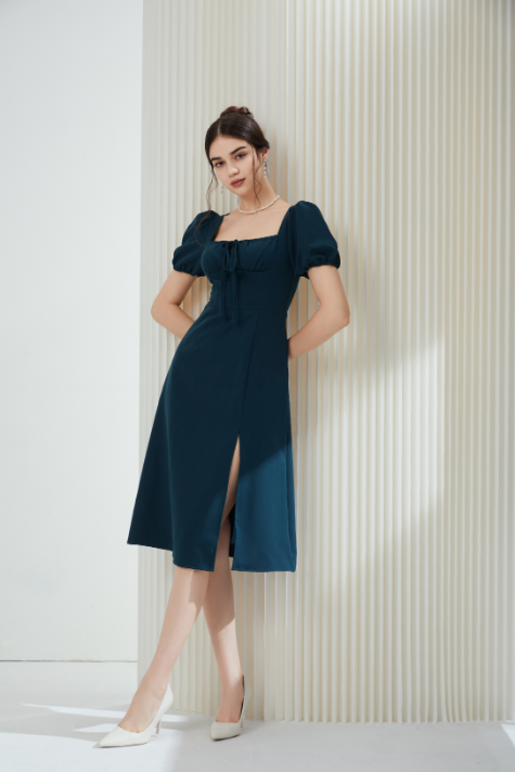 Angela French Slit Midi Dress