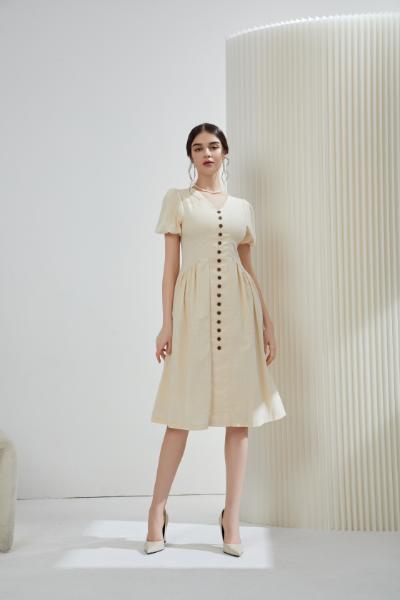 Angela Vintage Linen Midi Dress