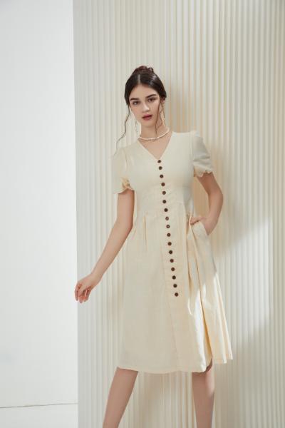 Angela Vintage Linen Midi Dress