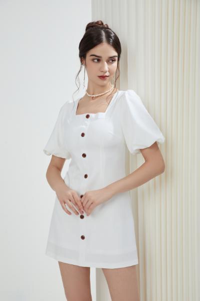 Angela Retro Linen Short Dress