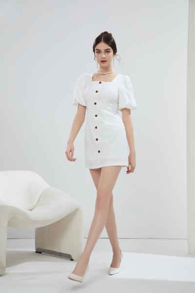 Angela Retro Linen Short Dress