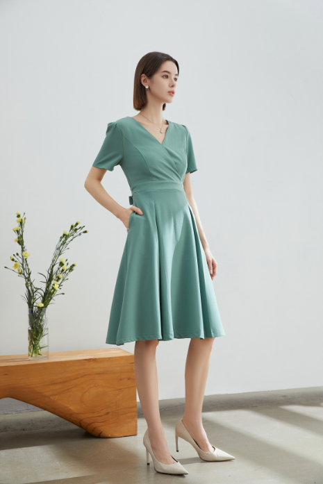 Emma Classic V-Neck Midi Dress