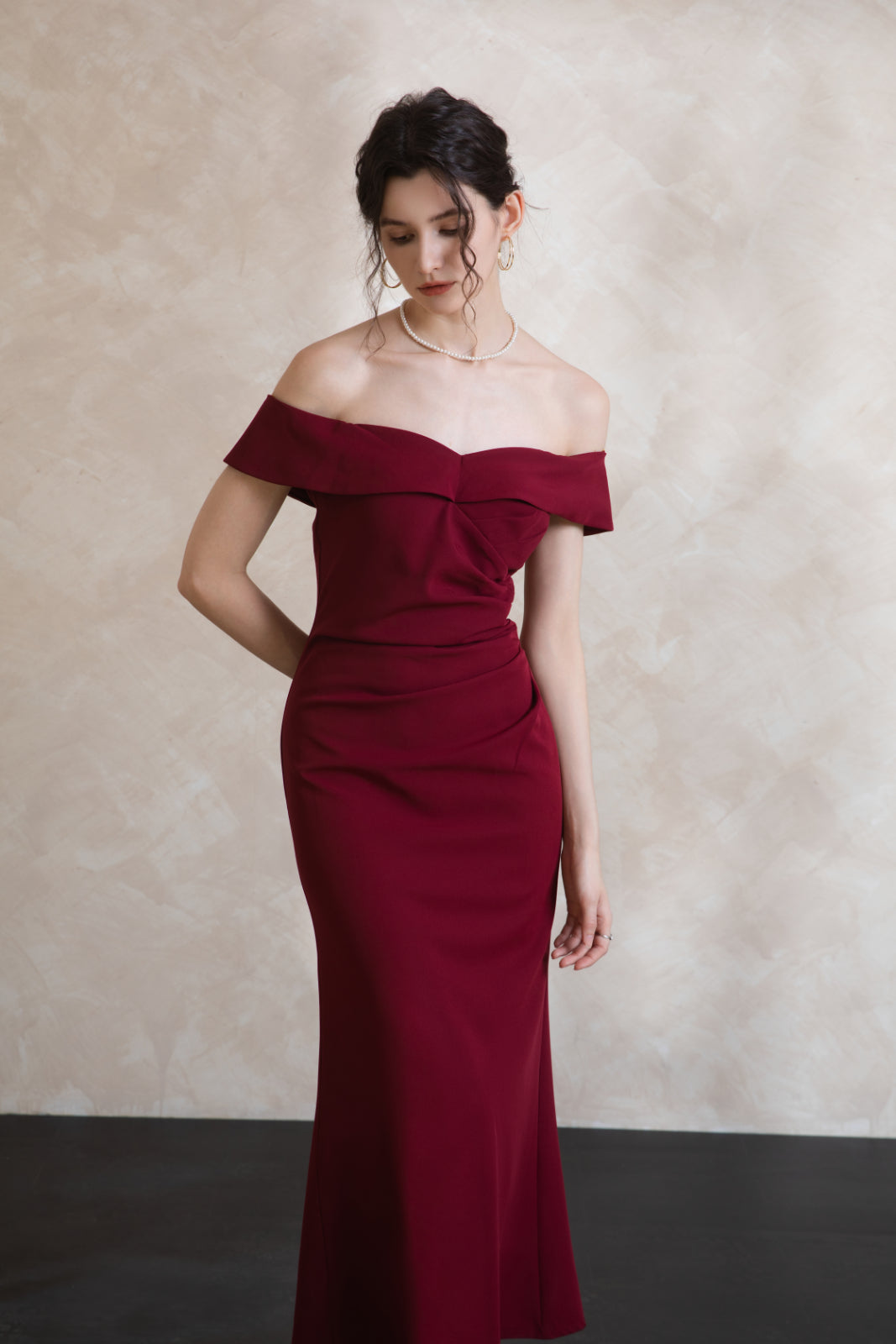Elise Off Shoulder Padded Maxi Dress