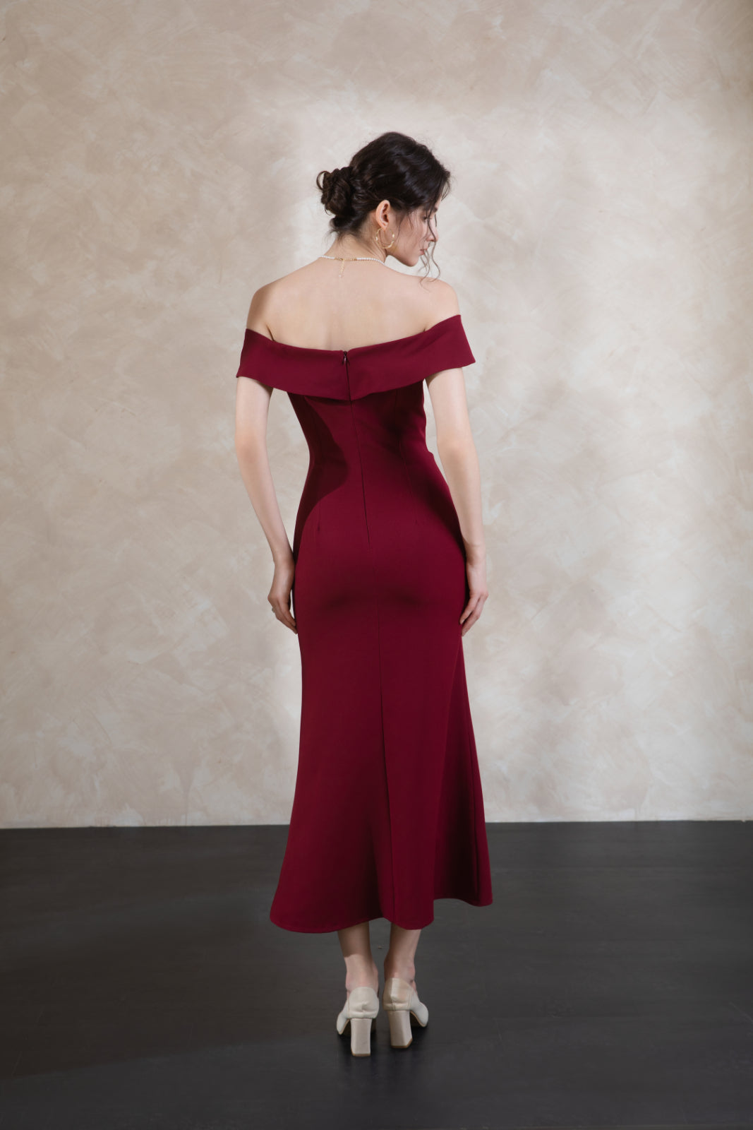Elise Off Shoulder Padded Maxi Dress