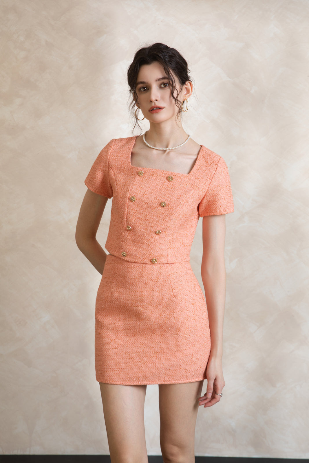 Elise Button Tweed Set Wear