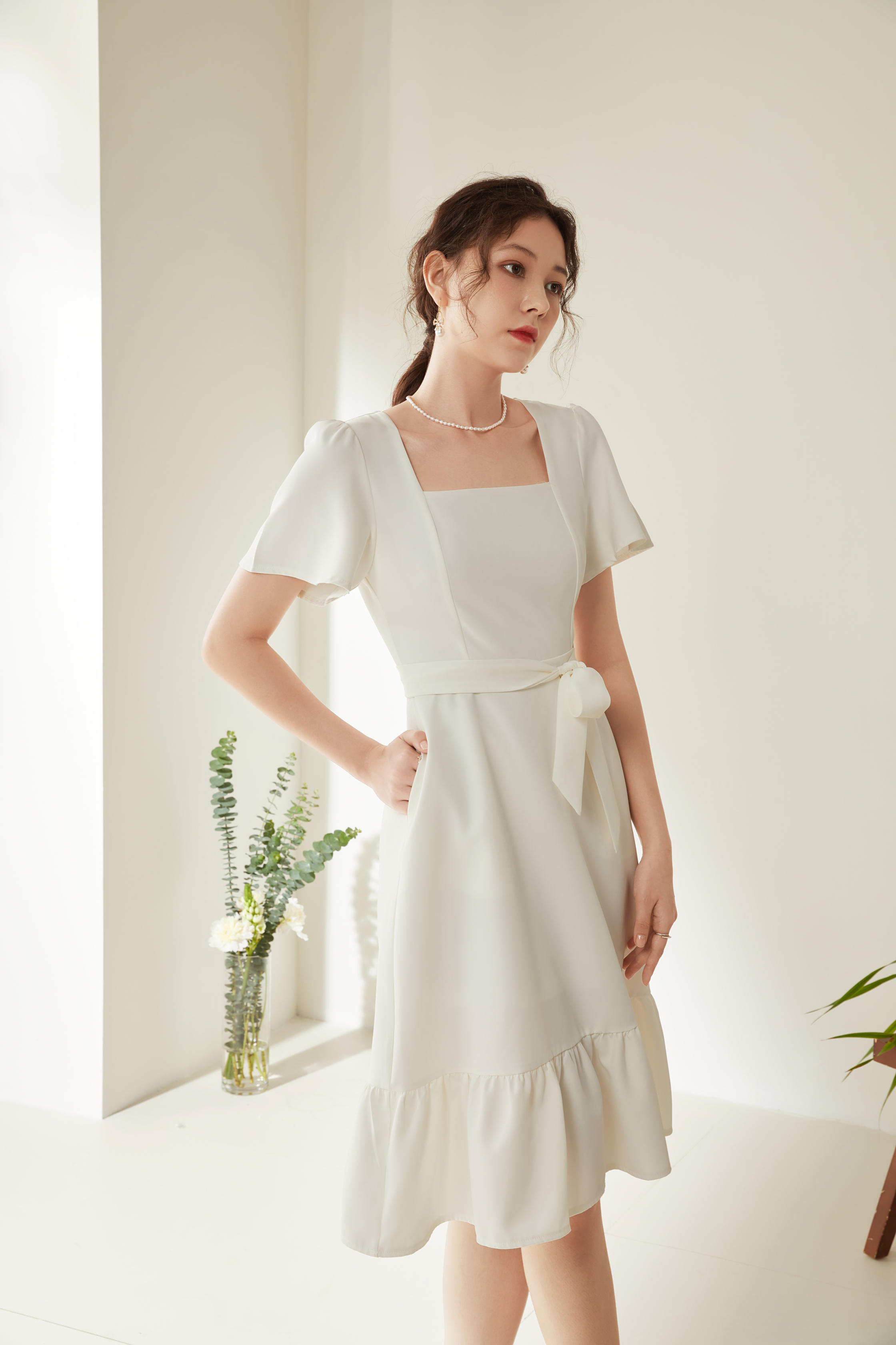 Vivi Ruffled Hem Midi Dress