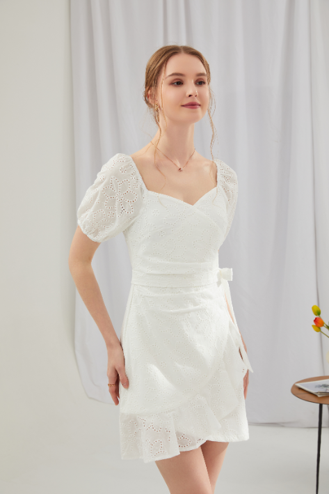 Alisa Eyelet Puff Sleeve Dress