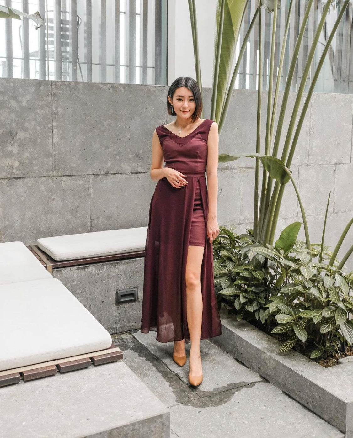 Shanny V Shoulder Long Dress