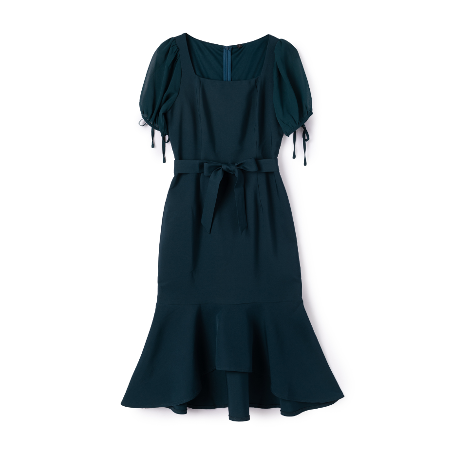 Alisa Lovely Puff Sleeve Midi Dress