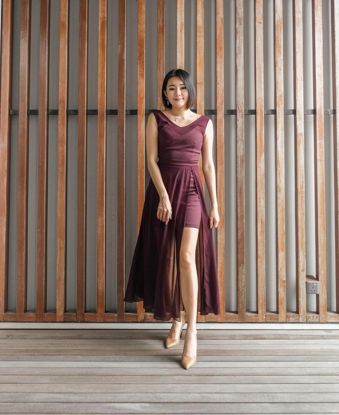 Shanny V Shoulder Long Dress