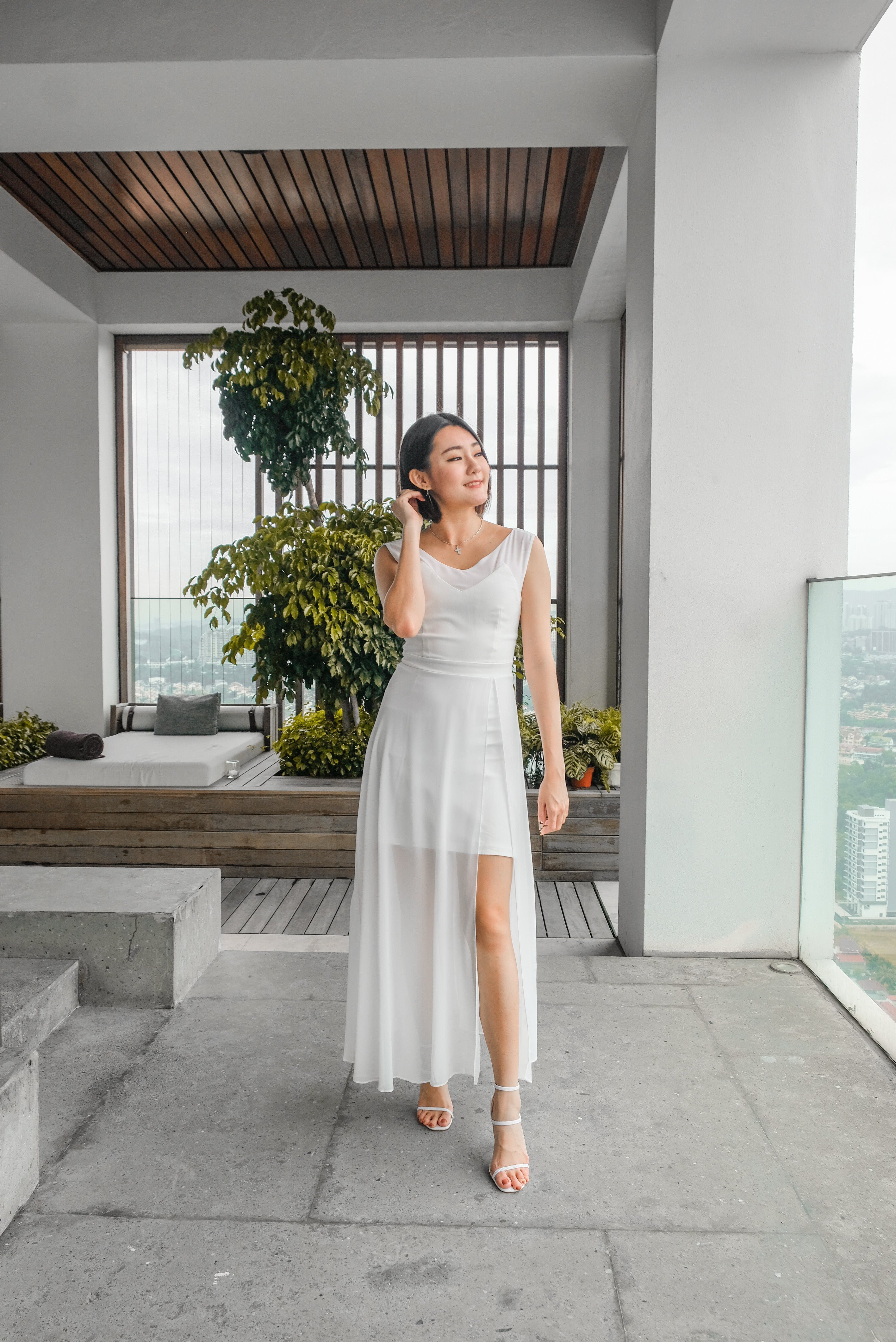 Shanny V Shoulder Long Dress