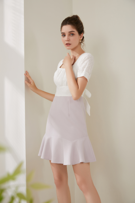 Fiona Eyelet Ivory Short Dres