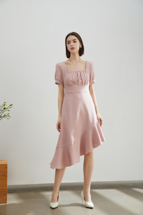 Emma British Irregular Midi Dress