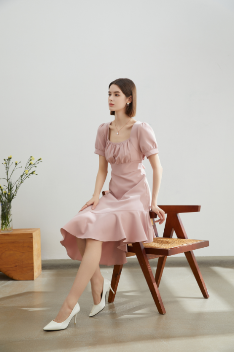 Emma British Irregular Midi Dress