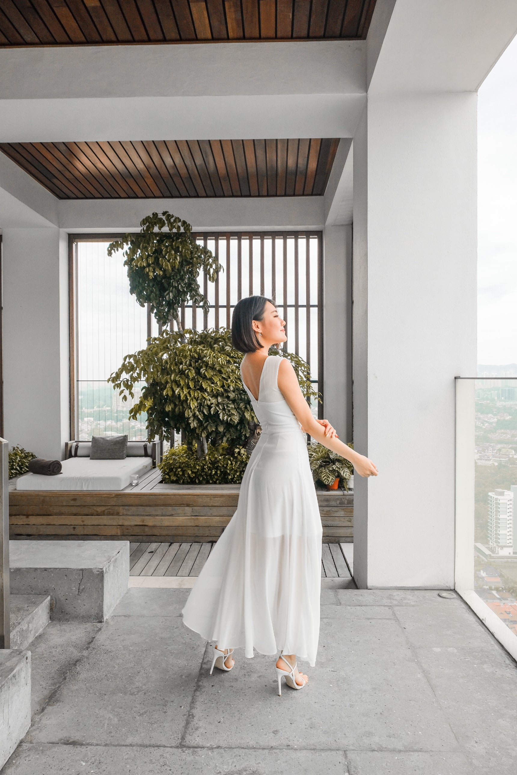 Shanny V Shoulder Long Dress