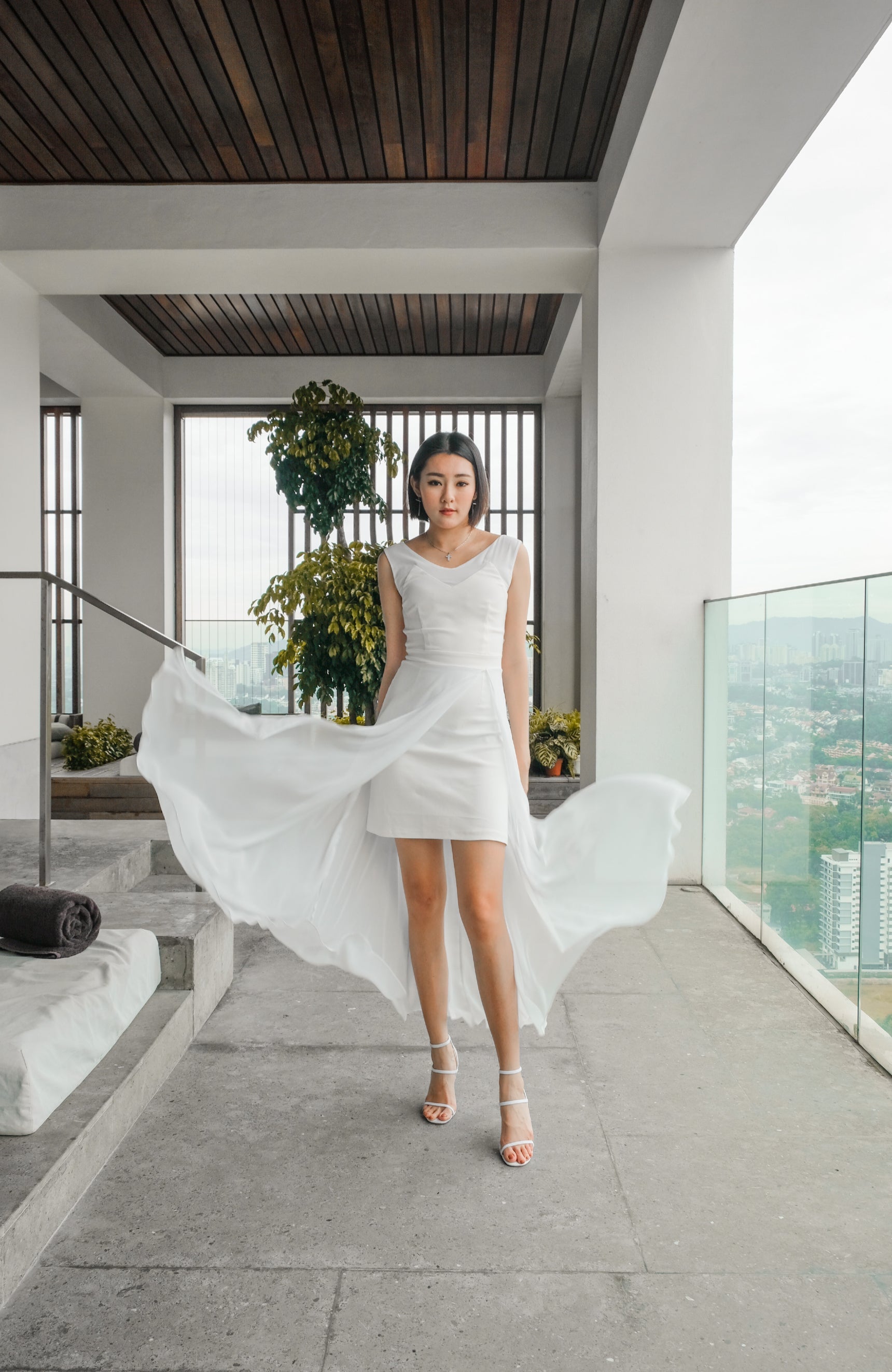 Shanny V Shoulder Long Dress