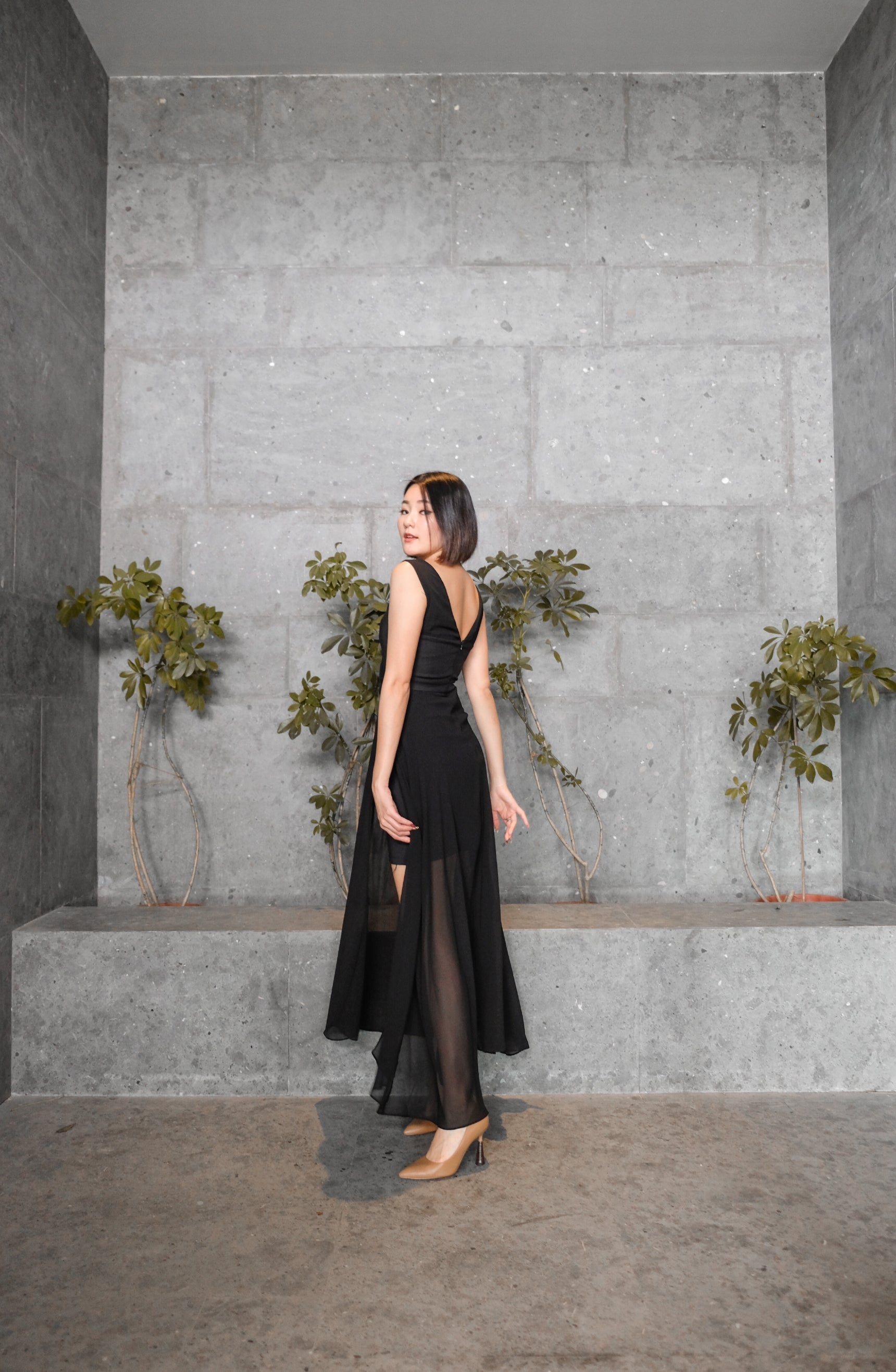 Shanny V Shoulder Long Dress