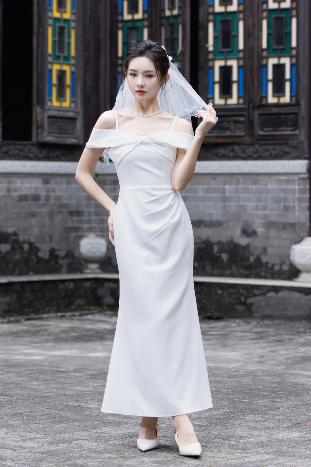 Jin Yuè Ribbon Ruched Maxi Dress