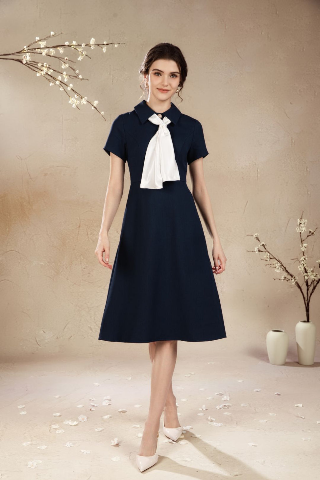 Rossie Parisian Tie Midi Dress