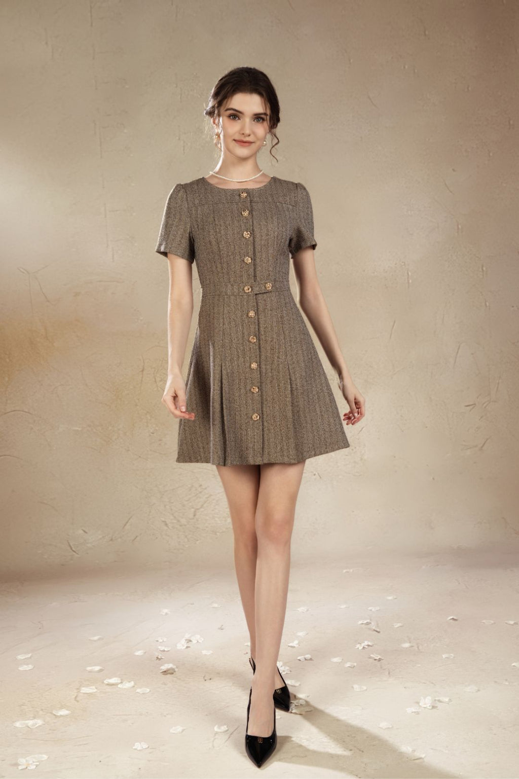 Rossie Retro Tweed Short Dress