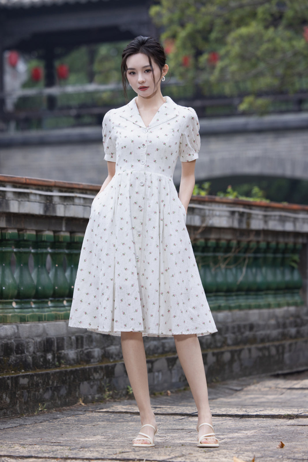 Jin Yuè Vintage Floral Midi Dress