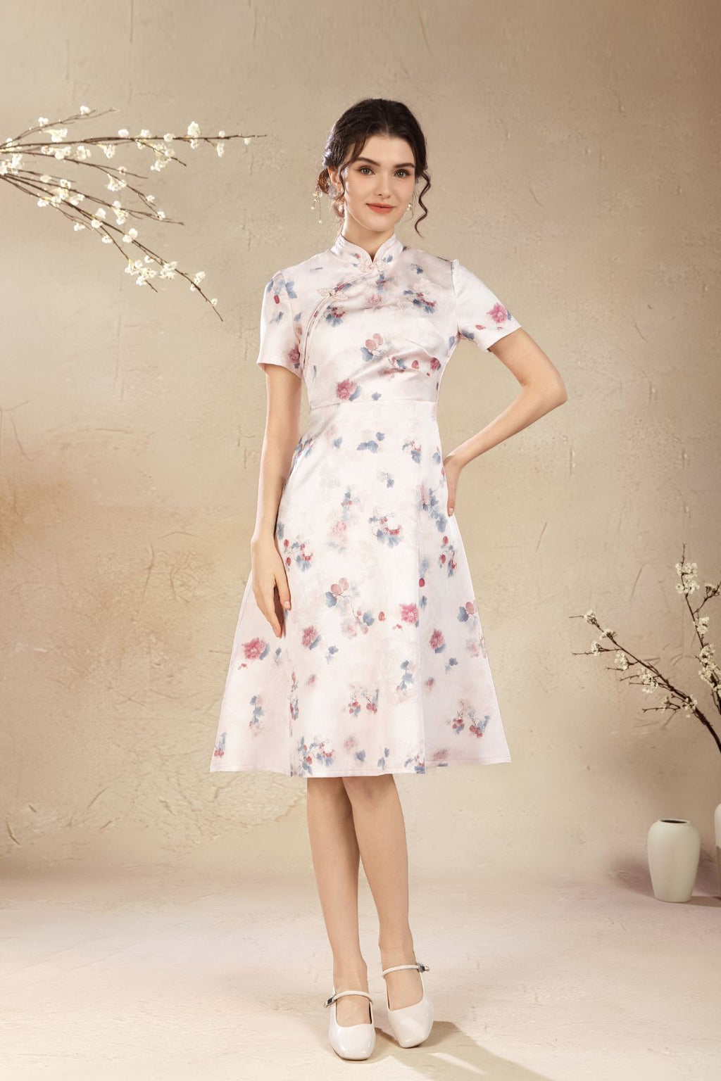 Rossie Oriental Floral Midi Dress