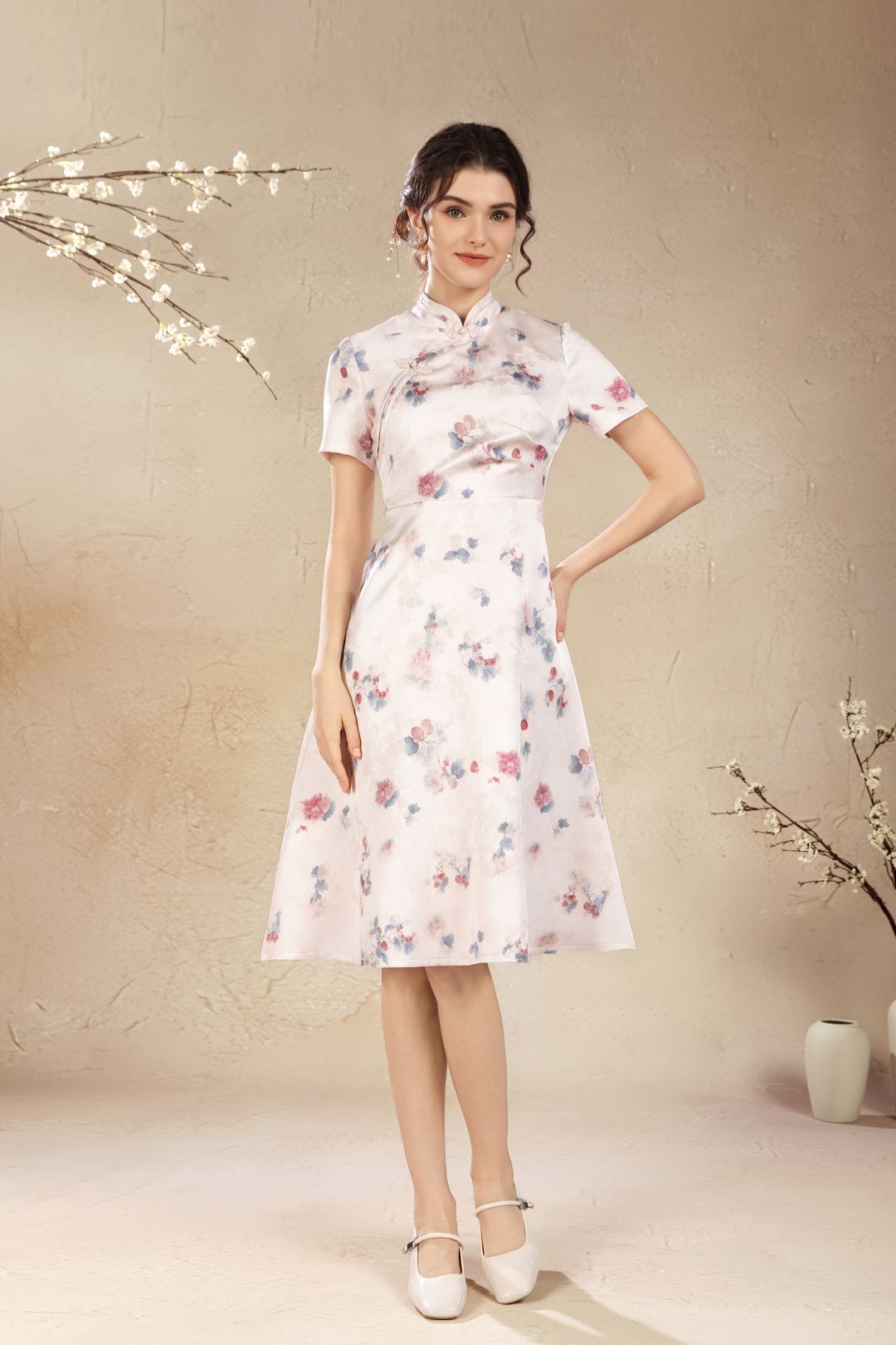 Rossie Oriental Floral Midi Dress
