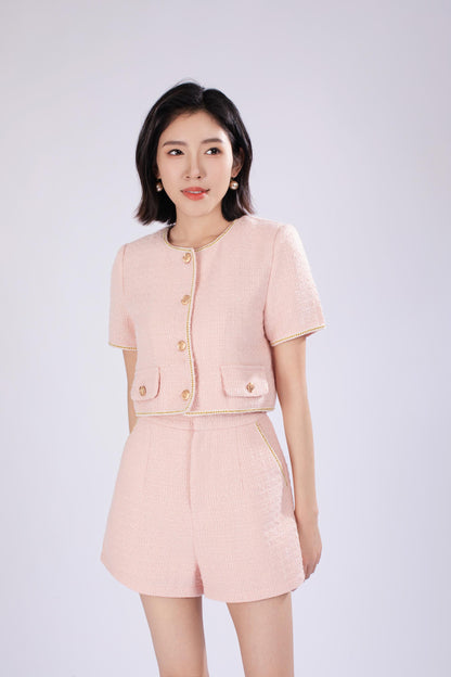 Ella Tweed Short Pants in Pink