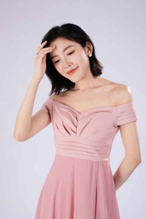 Ella Off Shoulder Padded Maxi Dress in Pink Jin Hayari Ella Off Shoulder Padded Maxi Dress in Pink Jin Hayari