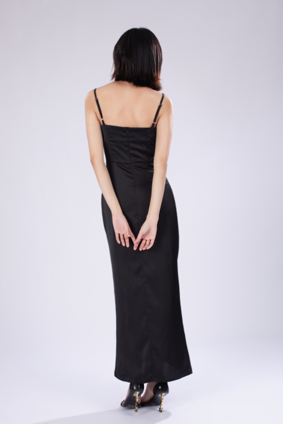 Ella French Maxi Dress in Black