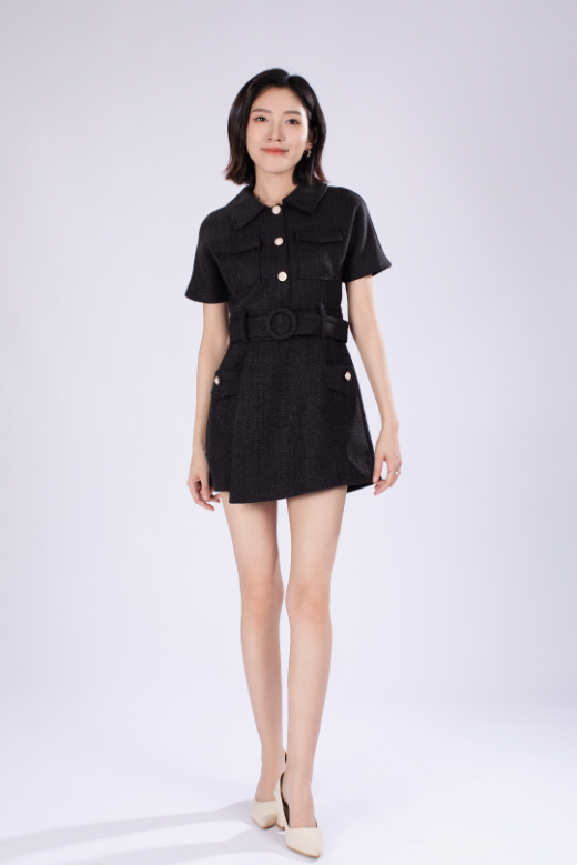 Ella Waffle Knit Romper in Black