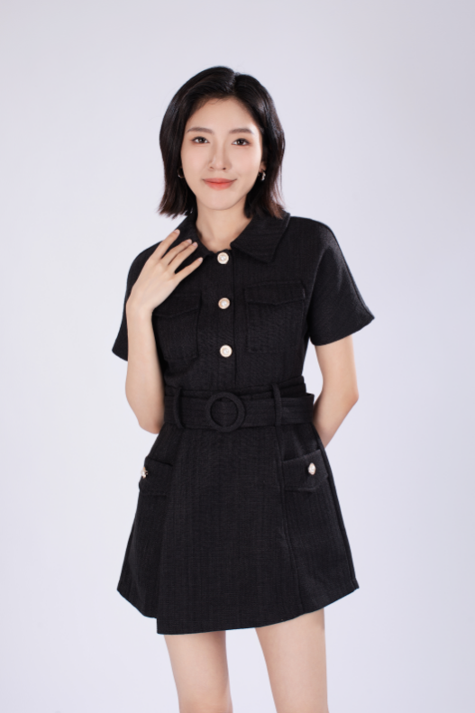Ella Waffle Knit Romper in Black